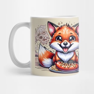 Cute Fox eating german food Mug